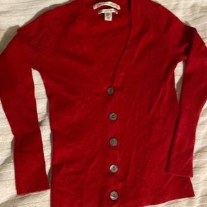 Red 100% Merino Wool button up cardigan sweater size M Max Studio
